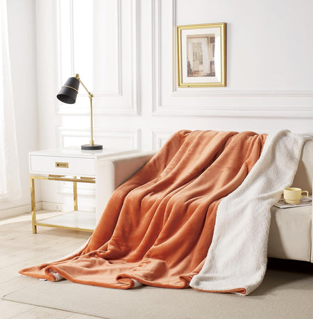 2-in-1 Teddy Sherpa Quilt Cover Set (Terracotta, Super King)
