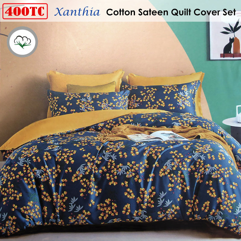 400TC Cotton Sateen Quilt Cover Set Xanthia Queen