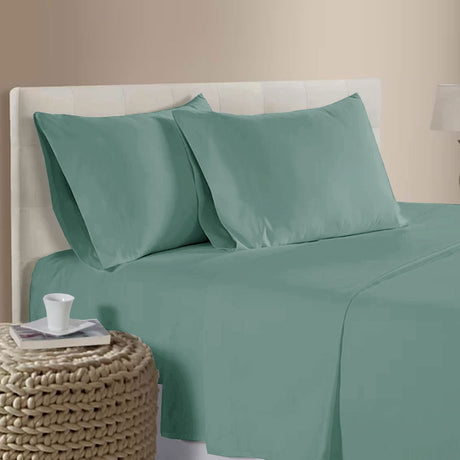 400TC Bamboo Cotton Sheet Set Light Teal Queen