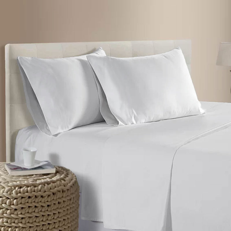 400TC Bamboo Cotton Sheet Set White Double