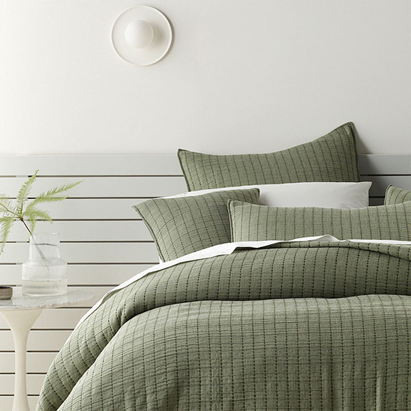 Bianca Bari Green Polyester Cotton Bedspread Set King