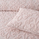 Bianca Ella Blush Cotton Chenille Floral Bedspread Set Super King