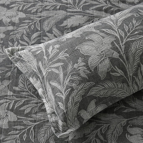 Bianca Maidstone Grey Floral Jacquard Bedspread Set King