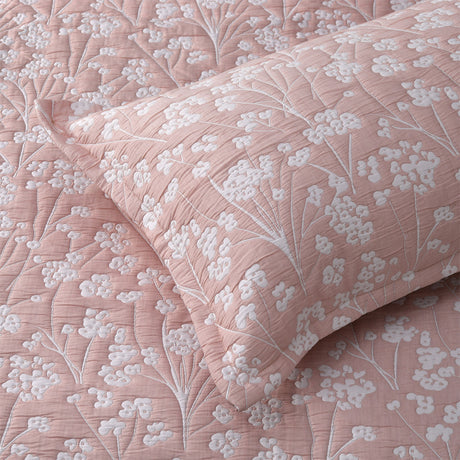 Bianca Myra Blush Floral Jacquard Bedspread Set King Single