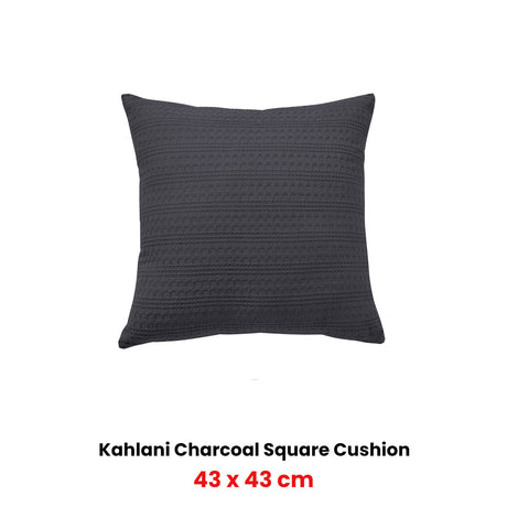 Bianca Kahlani Charcoal Waffle Square Filled Cushion 43 x 43cm