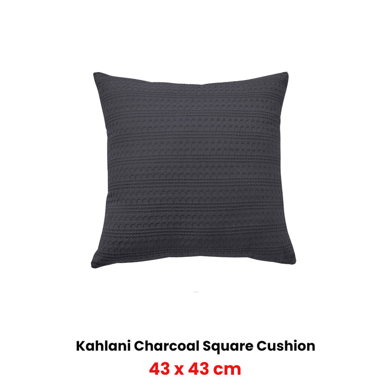 Bianca Kahlani Charcoal Waffle Square Filled Cushion 43 x 43cm