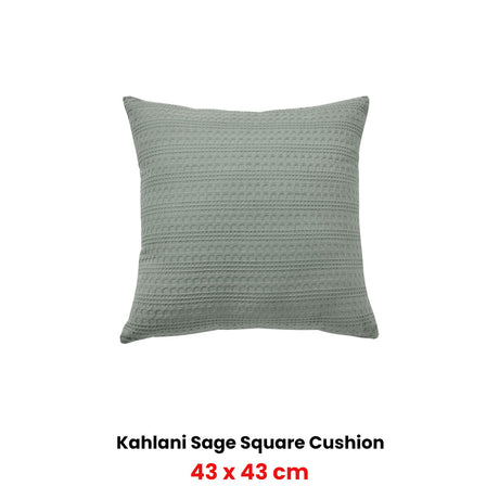 Bianca Kahlani Sage Waffle Square Filled Cushion 43 x 43cm