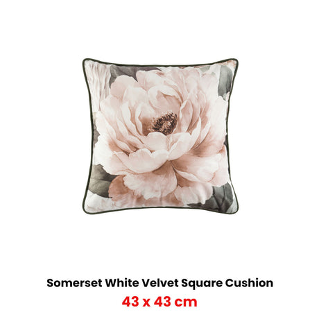 Bianca Somerset White Velvet Square Filled Cushion 43 x 43cm