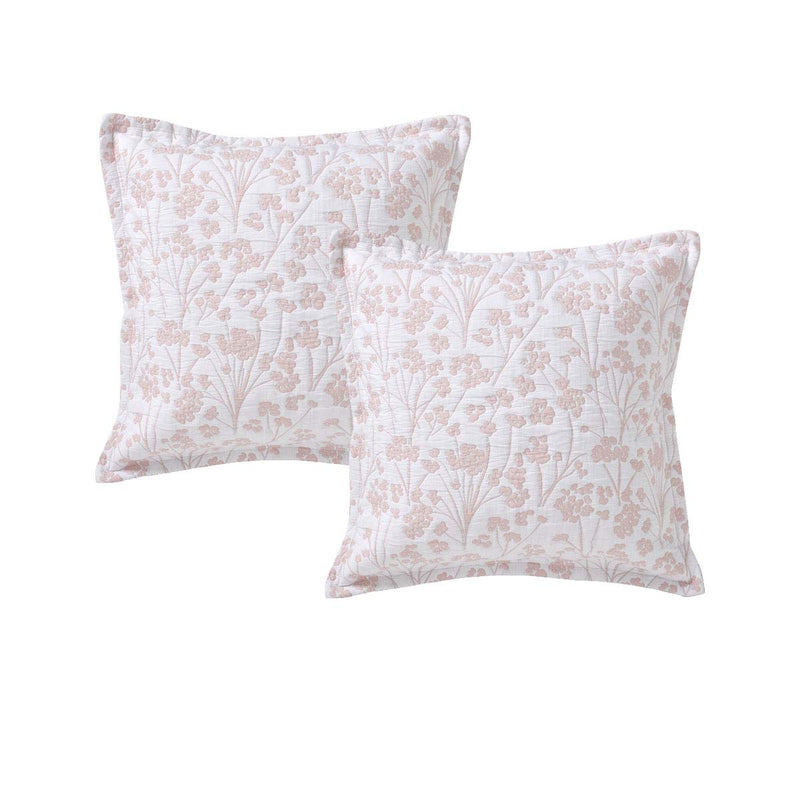 Bianca Pair of Myra Blush European Pillowcases 65 x 65cm