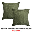Bianca Pair of Navarro Olive European Pillowcases 65 x 65cm