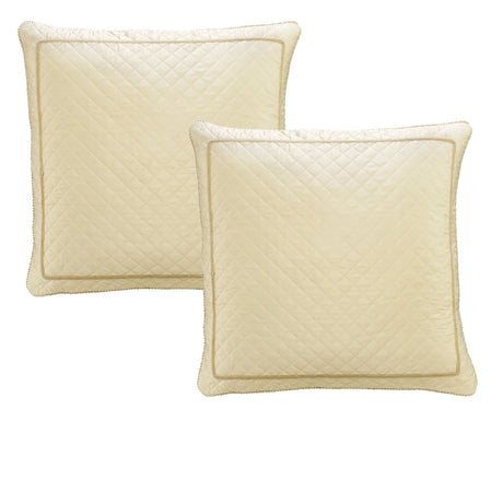 Bianca Elegance Pair of Trieste Ivory European Pillowcases