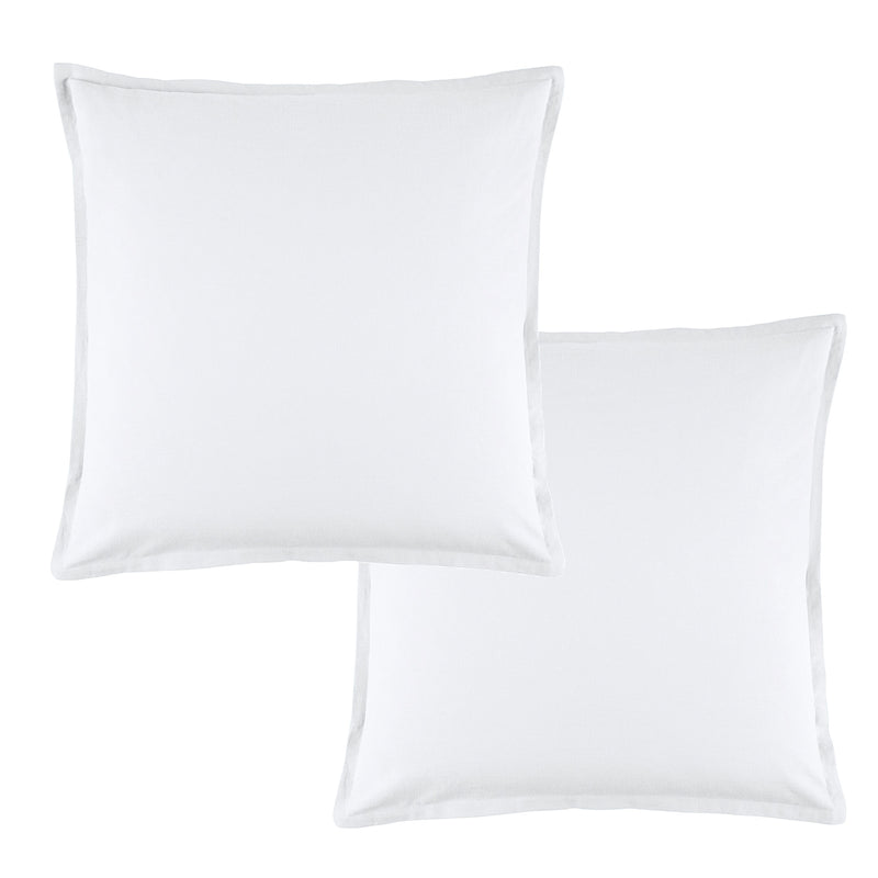 Bianca Pair of Wellington White Linen Cotton European Pillowcases 65 x 65 cm