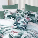 Bianca Abbey Green Cotton Sateen Tropical Floral Quilt Cover Set Queen