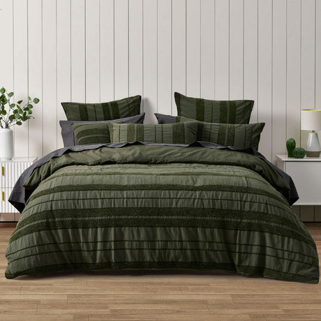 Bianca Avery Forest Chenille Striped Quilt Cover Set King