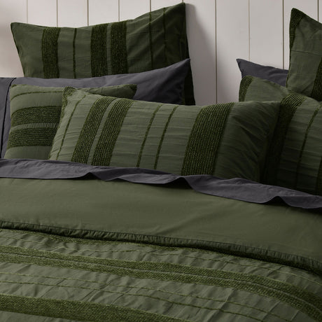 Bianca Avery Forest Chenille Striped Quilt Cover Set King