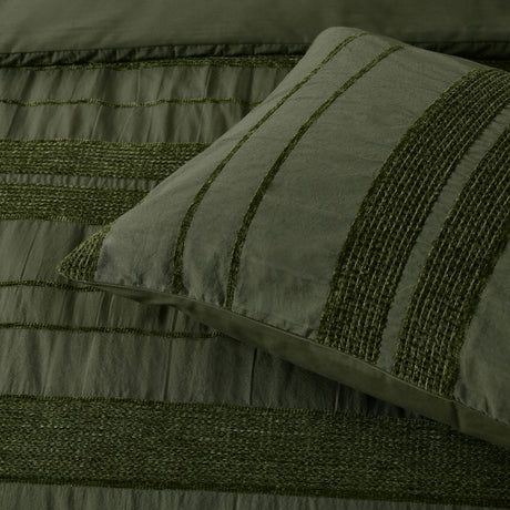 Bianca Avery Forest Chenille Striped Quilt Cover Set Queen