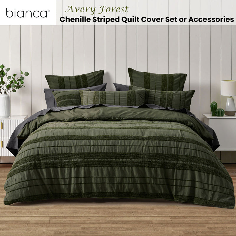 Bianca Avery Forest Chenille Striped Quilt Cover Set Super King