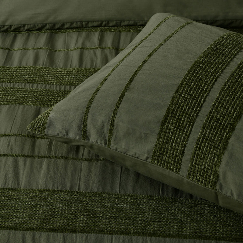 Bianca Avery Forest Chenille Striped Quilt Cover Set Super King
