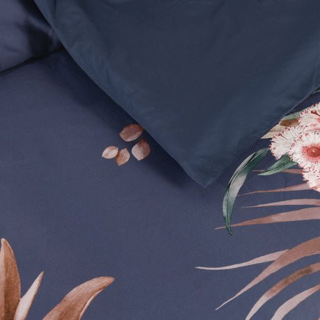 Bianca Balwyn Navy Cotton Sateen Botanical Quilt Cover Set King