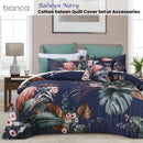 Bianca Balwyn Navy Cotton Sateen Botanical Quilt Cover Set Queen