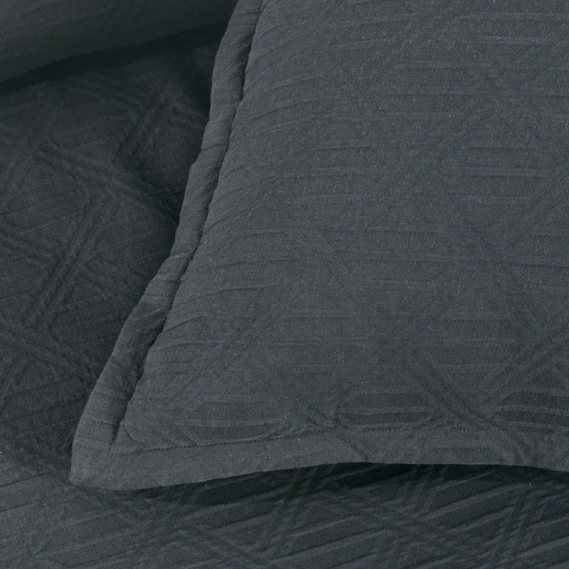 Bianca Hallston Charcoal Pre-Washed Cotton Quilt Cover Set Queen