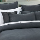 Bianca Hallston Charcoal Pre-Washed Cotton Quilt Cover Set Super King