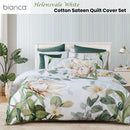 Bianca Helensvale White Floral Cotton Sateen Quilt Cover Set Double