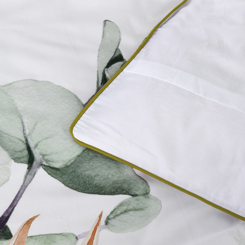 Bianca Helensvale White Floral Cotton Sateen Quilt Cover Set Queen