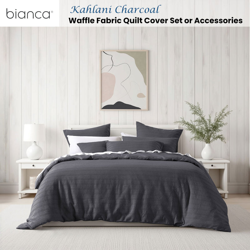 Bianca Kahlani Charcoal Waffle Quilt Cover Set King