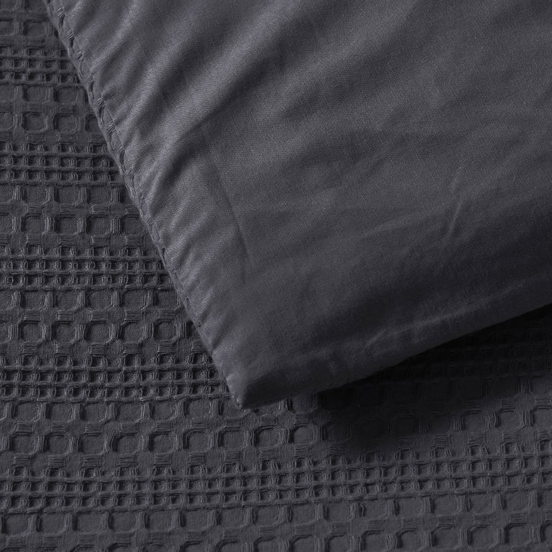 Bianca Kahlani Charcoal Waffle Quilt Cover Set King