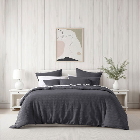 Bianca Kahlani Charcoal Waffle Quilt Cover Set Super King