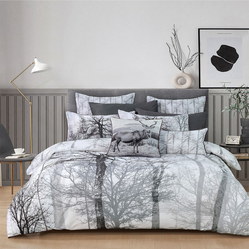 Bianca Myrtleford Grey Cotton Sateen Quilt Cover Set Super King