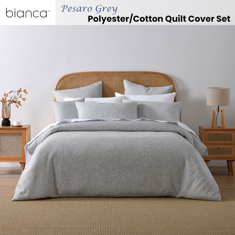 Bianca Pesaro Grey Polyester Cotton Quilt Cover Set Super King