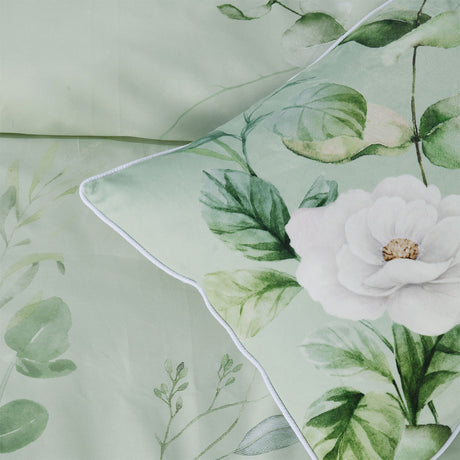 Bianca Salisbury Sage Floral Cotton Sateen Quilt Cover Set King