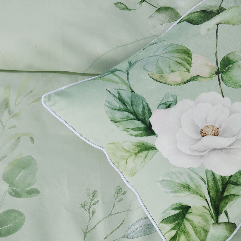 Bianca Salisbury Sage Floral Cotton Sateen Quilt Cover Set King