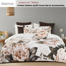 Bianca Somerset White Cotton Sateen Floral Quilt Cover Set Queen