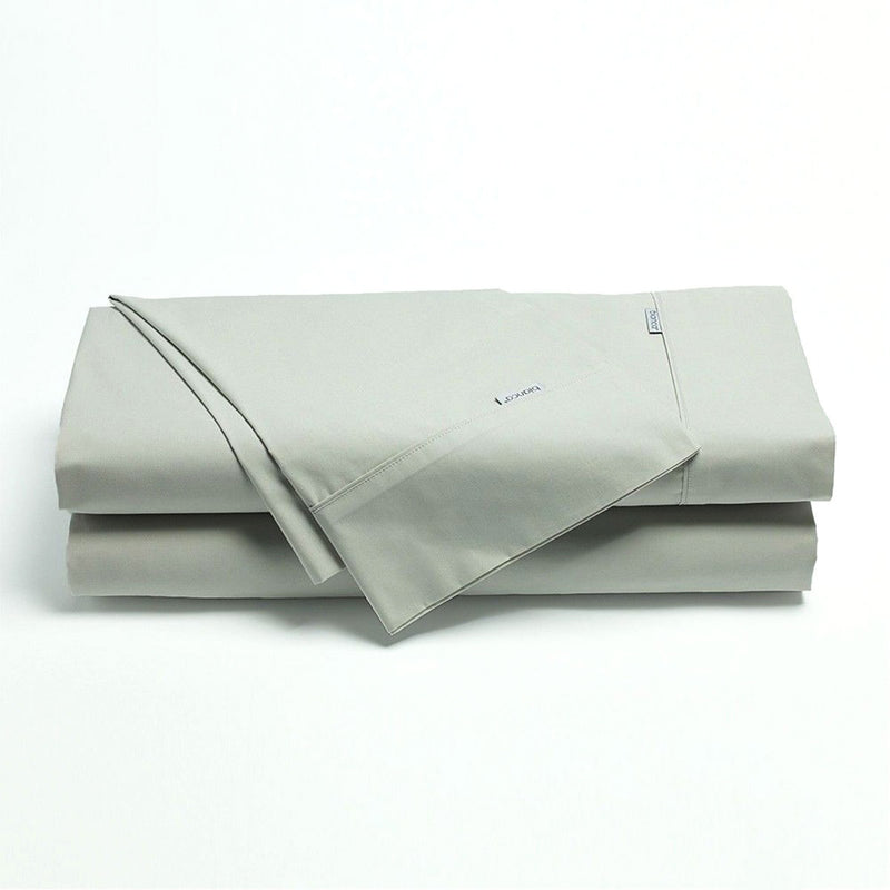 Bianca Heston Cotton Percale Sheet Set Silver Super King