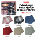 180GSM Extra Large Polar Fleece Throw Blanket 150 x 200cm Plaid Pink