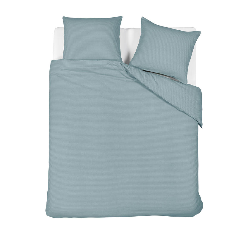 Bedding House Summer Blue Grey Seersucker Cotton Quilt Cover Set King