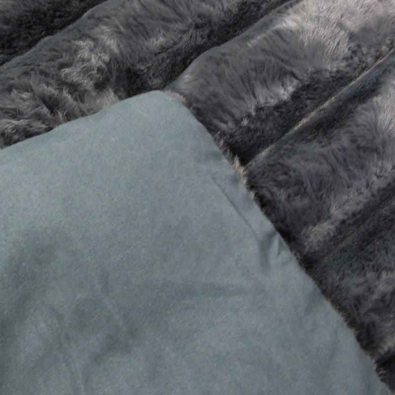 Jane Barrington Arna Charcoal 3 Pcs Channel Faux Bunny Fur Comforter Set Queen
