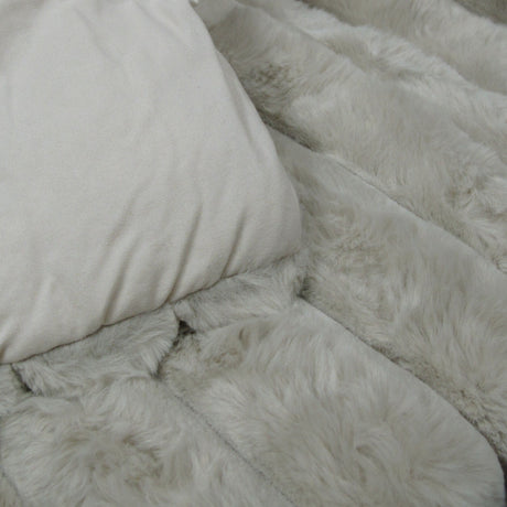 Jane Barrington Arna Natural 3 Pcs Channel Faux Bunny Fur Comforter Set King