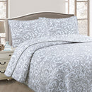 Jane Barrington Grey & White Lightly Quilted Jacquard Reversible Coverlet Set King