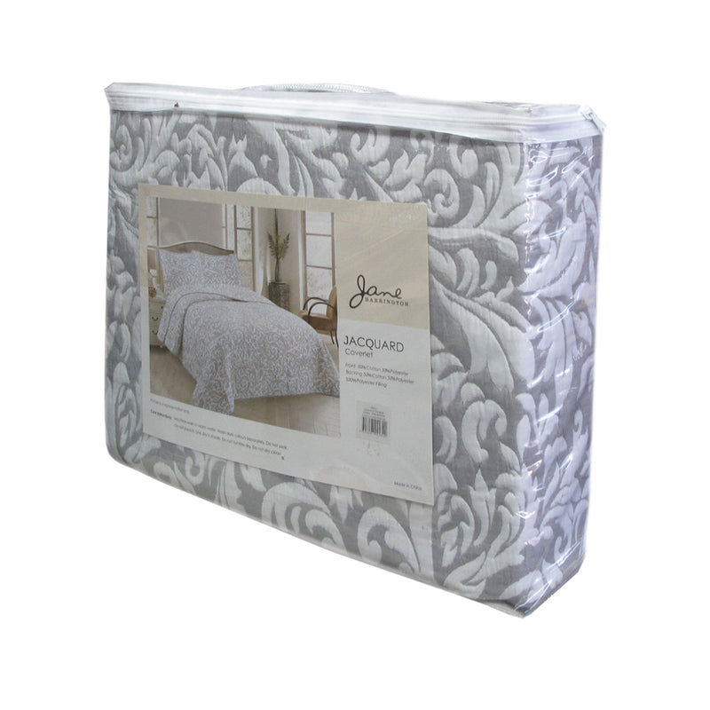 Jane Barrington Grey & White Lightly Quilted Jacquard Reversible Coverlet Set King