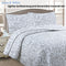 Jane Barrington Grey & White Lightly Quilted Jacquard Reversible Coverlet Set Queen