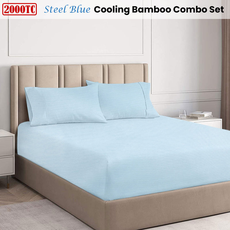 Ramesses Steel Blue 2000TC Cooling Bamboo Combo Set