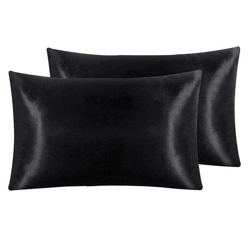 Pair of Standard Satin Silk Pillowcases with Envelope Closure 51 x 76 cm Ivory