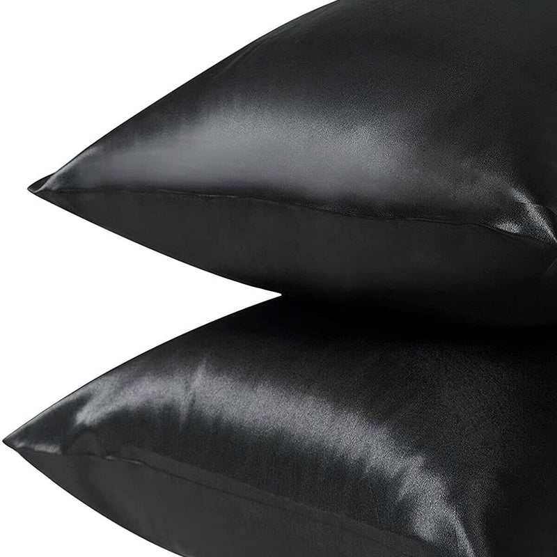 Pair of King Satin Silk Pillowcases with Envelope Closure 51 x 102 cm White