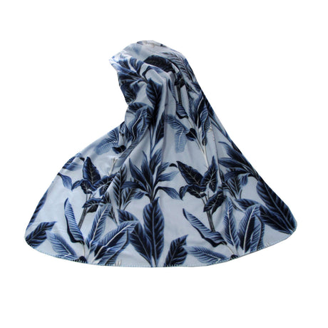 175GSM Banana Tree Leaves Printed Polar Fleece Throw Rug 120 x 150cm Blue