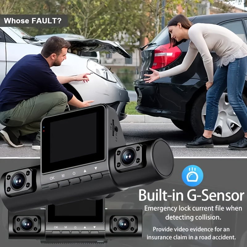 4-Channel 360° Panoramic 1080P HD Dash Cam Comes With 32GB TF Card