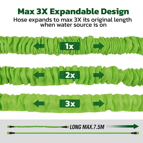 25FT Water Garden Hose Flexible Expandable Pipe Car Wash W/ Spray Nozzle Gun